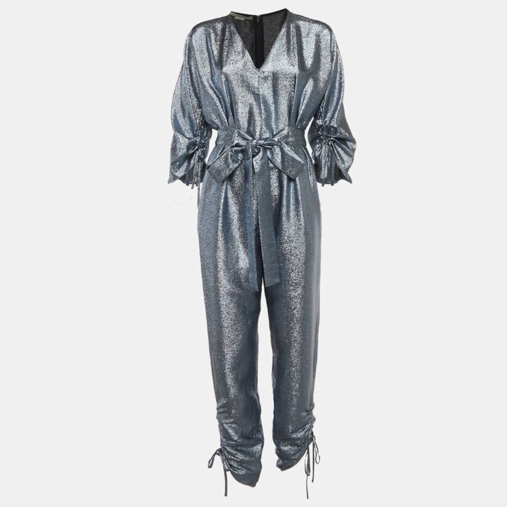 Stella Mccartney Blue Metallic Lam&eacute; Jumpsuit S